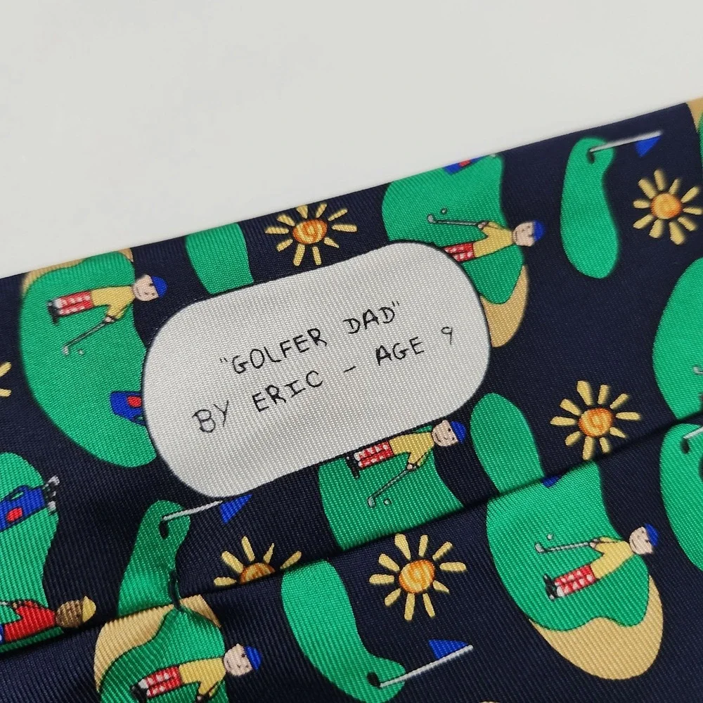 Save the Children Collection‎ by Randa Corp Mens Navy Golf Theme Silk Tie 58